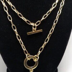 Zenzii Gold Tone and Black Acrylic Resin Necklace With Toggle Clasp